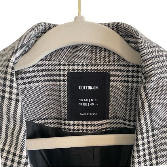Cotton On Oversized Plaid Houndstooth Blazer Size 6 - Picture 3 of 8